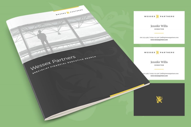 Brochure and stationery design for a specialist financial executive search company.