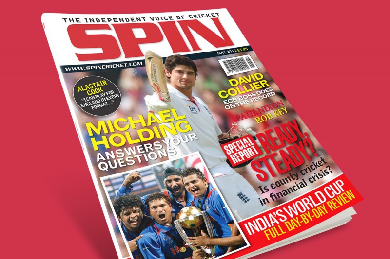 Magazine design for Spin, a cricket title.