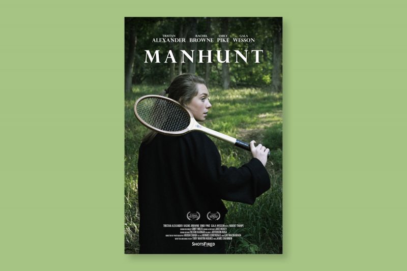 Poster design for Manhunt, a short film produced in the UK.